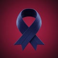 A digitally generated dark blue ribbon forms a loop, resembling an awareness symbol Royalty Free Stock Photo