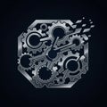 A digitally generated design featuring a collection of interlocking metallic gears. The Royalty Free Stock Photo