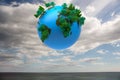 Digitally generated earth floating in air