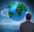 Digitally generated earth floating in air Royalty Free Stock Photo