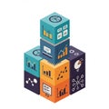 A digitally generated illustration featuring a stack of colorful cubes, each adorned with Royalty Free Stock Photo