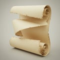 A digitally generated image of an aged, scroll-like parchment with visible curling and Royalty Free Stock Photo
