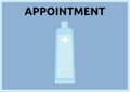 Digitally generated image of appointment text with toothpaste icon against blue background Royalty Free Stock Photo