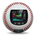 A digitally generated image of a baseball containing a built-in electronic display. The Royalty Free Stock Photo