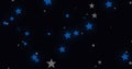 Digitally generated image of blue and grey colored stars moving against black background Royalty Free Stock Photo