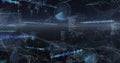 Digitally generated image of computer networks over abstract background Royalty Free Stock Photo