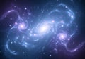 A digitally generated image depicting a cosmic scene with swirling galaxies. The central area glows Royalty Free Stock Photo