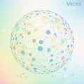 A network sphere composed of interconnected colorful nodes on a Royalty Free Stock Photo
