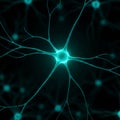 A digitally generated image depicting a neuron structure. Central cell body with Royalty Free Stock Photo