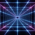A digitally generated image depicting a tunnel-like structure formed by intersecting ne Royalty Free Stock Photo