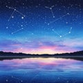 A digitally generated image depicts a serene nighttime scene with a vivid starry sky. Royalty Free Stock Photo
