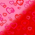 A digitally generated image features an array of pink and red heart shapes in various Royalty Free Stock Photo