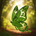 A digitally generated image features a butterfly composed entirely of various green Royalty Free Stock Photo