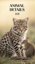 A digitally generated image features a large, leopard-like cat and a small rodent sitting closely Royalty Free Stock Photo