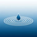 A digitally generated image featuring a single blue water droplet creating concentric Royalty Free Stock Photo
