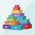 A digitally generated image featuring a stack of multicolored rectangular boxes Royalty Free Stock Photo