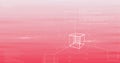 Digitally generated image of geometrical shapes and data processing against pink gradient background