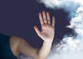 Digitally generated image of hand next to cloud Royalty Free Stock Photo