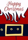 Digitally generated image of happy christmas text over mid section of santa claus Royalty Free Stock Photo