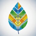 A digitally-generated image of a leaf featuring a geometric pattern in vibra Royalty Free Stock Photo