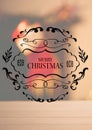 Digitally generated image of merry christmas text against floral design on spots of light Royalty Free Stock Photo