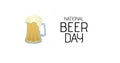 Digitally generated image of national beer day text by beer mug on white background, copy space Royalty Free Stock Photo