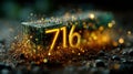Illuminated Number 716 Block Sparkly Background Royalty Free Stock Photo