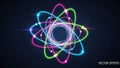 A digitally generated image showing a stylized atom with vibrant orbitals Royalty Free Stock Photo