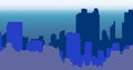 Digitally generated image of silhouette of cityscape against blue background Royalty Free Stock Photo