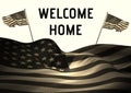 Digitally generated image of welcome home text against usa flag against white background Royalty Free Stock Photo