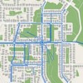 A digitally generated map depicting a suburban layout with a grid-like Royalty Free Stock Photo