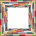 Digitally generated reflective colorful cylindrical shaped, extruded bars creating square shaped, modern frame