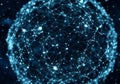 A digitally generated representation of a network or neural net, featuring a spherical structure Royalty Free Stock Photo