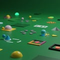 A digitally generated scene showcasing an array of abstract geometric shapes on a Royalty Free Stock Photo