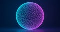 A digitally generated sphere composed of a geometric wireframe structure. The lines Royalty Free Stock Photo