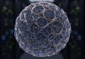A digitally generated sphere composed of an intricate network of Royalty Free Stock Photo