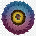 A digitally generated spiral design features layered, triangular elements creating a Royalty Free Stock Photo