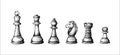 Hand drawn Sketched Chess complete set