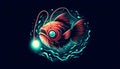 A digitally illustrated anglerfish (Lophiiformes) with exaggerate Royalty Free Stock Photo