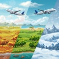 A digitally illustrated image divided into three sections depicting Royalty Free Stock Photo