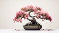 Digitally Manipulated Azalea Bonsai Tree With Pink Flowers