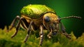 Digitally Manipulated Image Of Insect On Green Moss With Brown Eyes