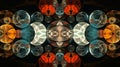 A digitally manipulated photograph of eight identical objects arranged in a symmetrical pattern referencing the balanced Royalty Free Stock Photo