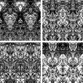 Digitally remastered, manually painted pattern details, creating ornate, monochrome rustic patterns