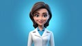 Charming Female Doctor Avatar With 3D Design on Blue Background. Generative AI
