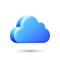 A digitally rendered blue cloud icon on a white background, featuring a smooth, three- Royalty Free Stock Photo
