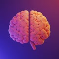 A digitally rendered brain with a vibrant pink hue, showcasing a network of