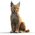 A Digitally Rendered Caracal Cat Sitting on a White Background Royalty Free Stock Photo