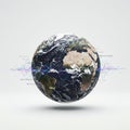A digitally rendered Earth floats against a white background, featuring detailed Royalty Free Stock Photo