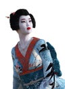 3D Geisha in blue kimono Royalty Free Stock Photo